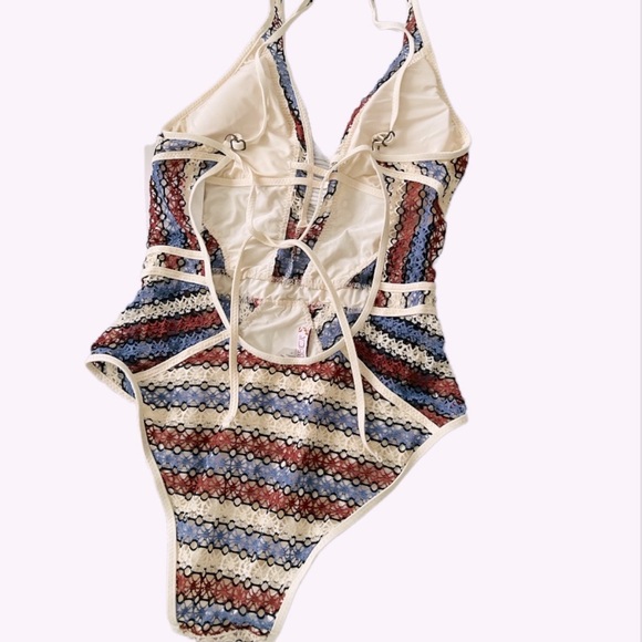NEW BECCA by Rebecca Virtue Sold Out Driftwoold Crochet One-Piece Swimsuit - Picture 7 of 7
